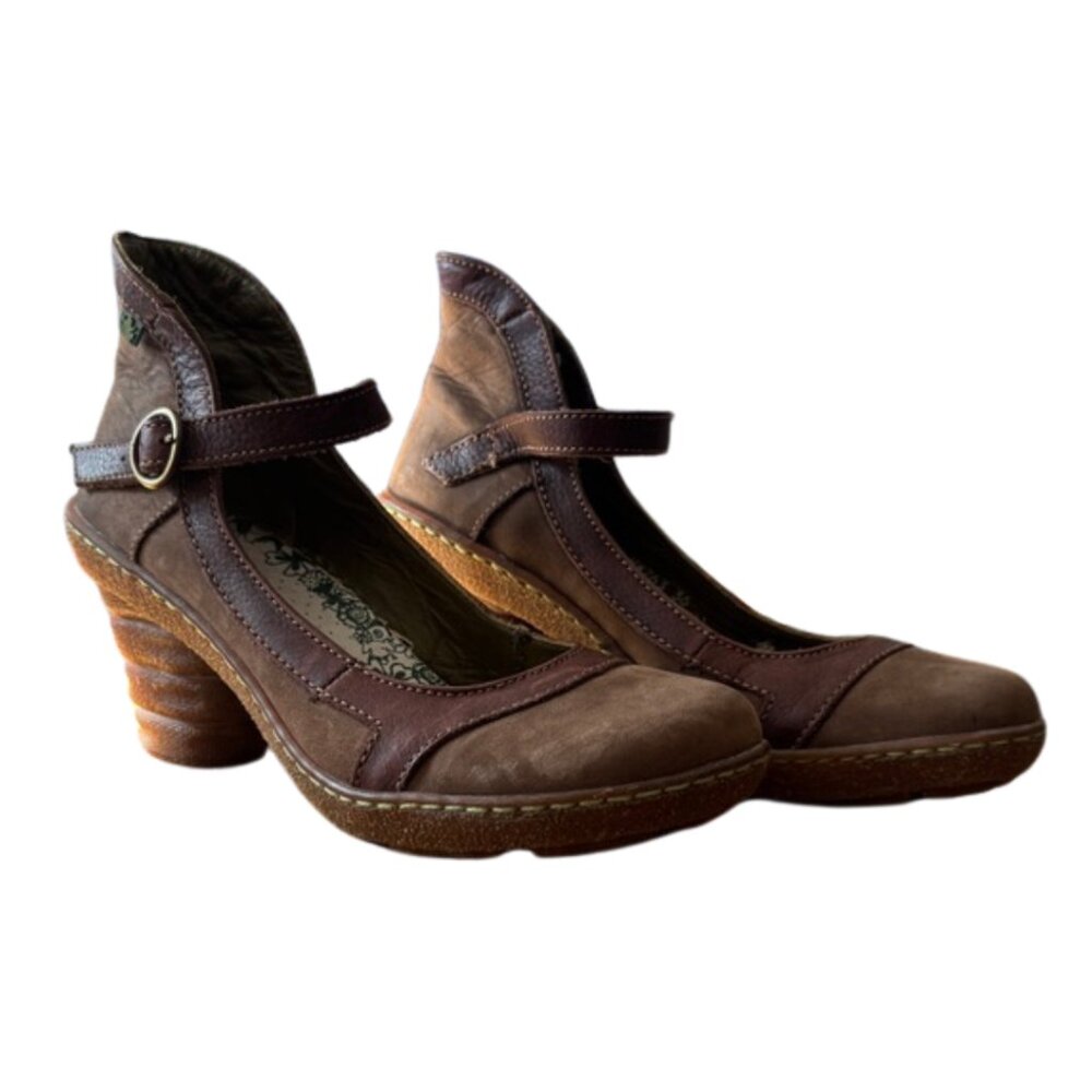 El Naturalista Dome Mary Janes – Brown Leather – Size 36, Chunky Heel, EUC